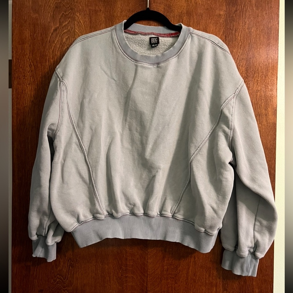 BDG Light blue with red stitching oversized  Crewneck XS